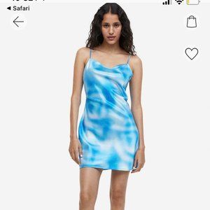 HM blue tie detail satin dress